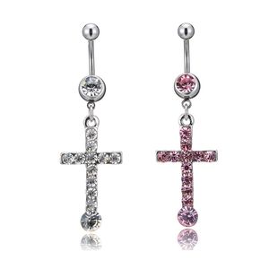 Luxury Cross Pendant Belly Button Rings Anti-allergy Stainless Steel Sexy Lady Piercing Ombligo Body Jewelry