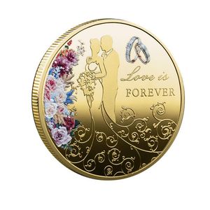 Kelimeler Aşk Paraları Parti Favor Şanslı Pocket Token Kaplama 24 K Düğün Sevgililer Günü Romantizm Çift Koleksiyon Sanat Hediyeler Hatıra Sikke Kılıfı