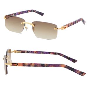 Atacado vendendo Mármore Prancha Roxo Óculos de Sol Rimless Clássico Quadrado Quadrado Simples Lazer Mens Mulheres Vintage Vidros 18K Gold Uv400 Homem Mulher Moldura Tamanho: 54