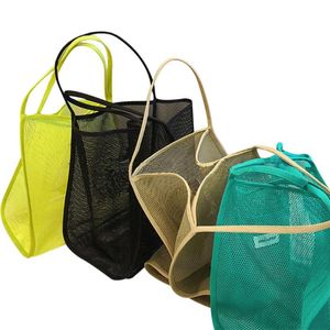 Outdoor Bags Fashionable Women Mesh Beach Bag Large Capacity Simple Style Seaside Transparent Shoulder Storage Mountaineering Net