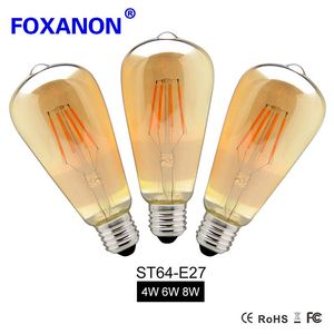Bulbs Foxanon W W W Dimmable COB LED Vintage Filament Retro Edison V V ST64 K K Lamp Lighting