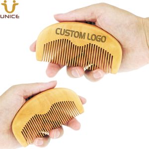 MOQ 50 PCS Laser Carved LOGO Wood Comb for Hair Beard Whiskers Sideburns Mustache Anti Static Combs Men Women Amazon Premium Seller