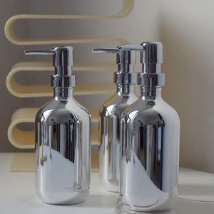 Liquid Soap Dispenser 500ml PET Silver Plating Bottle Bathroom Dispensers Lotion Shampoo Shower Gel Holder Empty Pump