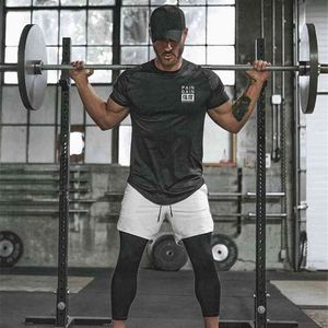 Muscle muscle t shirt fisherbuilding homens fitness homens tops malha rápida apertado seco tshirt ginásio manga curta tshirt homme 210421