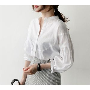 S-xl plus storlek linne våren topp sommar kvinnor casual s vita blusar skjortor sexig lös ol skjorta blusas feminina 210423