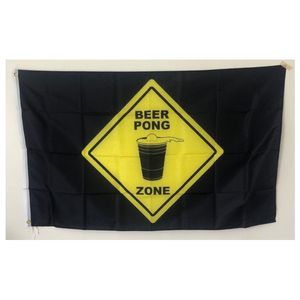 Beer Pong Zone 3 'x 5'ft Bandiere Banner per festeggiamenti all'aperto Poliestere 100D di alta qualità con occhielli in ottone