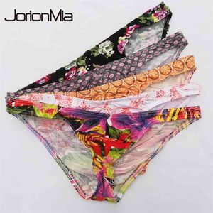 5pcs Mäns G-String Sexiga Underkläder Man Tryckta Panties Mäns Korta Bomull Underkant Boy Bikini Briefs Sexig Underkläder CKYH03 210730