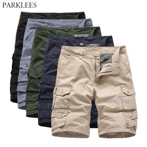 Summer Men Cargo Shorts Baggy Multi Pocket Mens Tactical Shorts Pantaloni Moda in cotone Allentato Lavoro Allentato Casual Army Cargo Shorts Maschio 210524