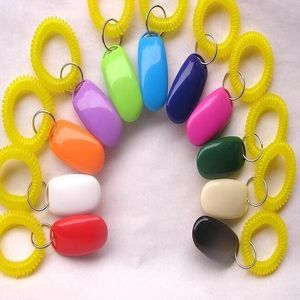 Dog Button Clicker Pet Sound Trainer With Wrist Band Click Training Tool Aid Guide Pets Dogs Supplies 11 Colors Available