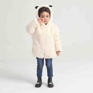 autumn and winter children's fur clothes rabbit coat connected with thickened small, medium large 211207