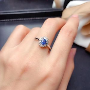 Cluster Rings Shilovem 925 Silver Sterling Real Natural Sapphire Fine Jewelry Party Trendy Open Wedding Bands Gift Mj0405882agl