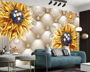 Wholesale painting kitchens resale online - Custom Retail d Wallpaper Luxurious Diamond Flower Home Improvement Living Room Bedroom Kitchen Painting Mural Wallpapers