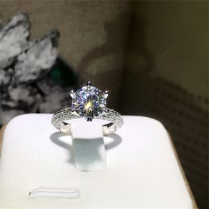 Solitario 1ct Lab Diamond Ring 100% vero argento sterling 925 Fedi nuziali di fidanzamento Anelli per le donne Regalo di gioielli moissanite