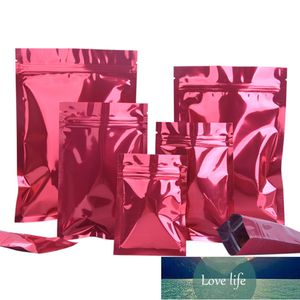 Wholesale 100ピース光沢のある温かい赤の箔ジッパーロックギフトバッグパーティークリスマスの結婚式の装飾品ジュエリースナック包装袋工場価格専門家設計品質