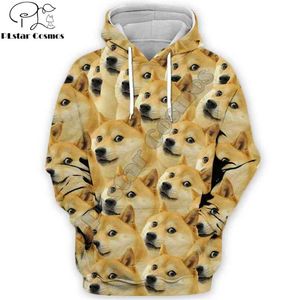 Mode Männer 3D Hoodies Tier Lustige Dogen Kopf Pullover Shiba Inu Gedruckt Sweatshirt/Zip Hoodie Unisex Streetwear 210813