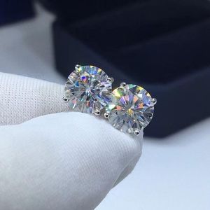 Stud S925 Sterling Silver D Color VVS Four Moissanite Diamond Earring Passed Test Women Anniversary Party Jewelry Gifts