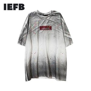 IEFB Primavera Estate Uomo Tie Dye Gradient Splash Ink T-shirt manica corta Moda Causale O-Collo Top oversize 9Y5309 210524