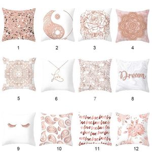 Cushion Decorative Pillow x45cm Geometric Case Rose Gold Pink Decoration Cushion Cover Square Geometry Pillowcase Home Decorative Pillows
