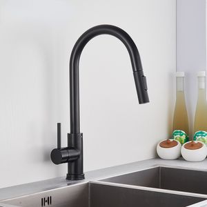 Matte Black Kitchen Faucet Pull Out Kitchen Sink Faucet Single Handle Faucet 360 Degree Rotating Sink Mixer Kitchen Tap