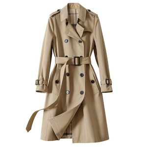 Klassisk Khali Knee Length Premium Coat för kvinna Höst Vinterdesigner Lyxig kvinnlig Kläder Vintage