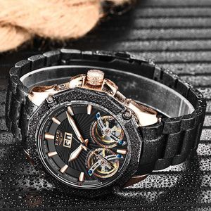 Uhr Männer LIGE Schwarz Klassische Herren Automatische Mechanische Uhren Top Marke Luxus Doppelte Wasserdichte Uhr + Box 210527