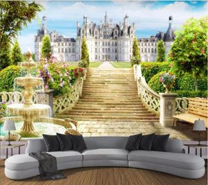 Обои Prapel de Parede Garden Castle Пейзаж Фон Стена 3D Обои, Спальня KTV Бар Росписи