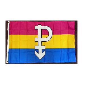 Pansexual Pride Sembol 3x5ft Bayraklar Açık Banner Erkekler için 100D Polyester Yüksek Kalite ile Pirinç Grommets