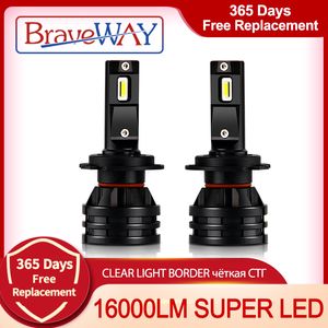 BraveWay 16000LM Headlight H1 H3 H4 H7 H8 H9 H11 HB3 HB4 Headlamp for Cars Turbo LED Bulbs 12V Light car accessories