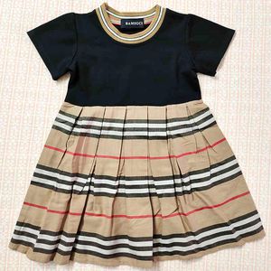 New Summer Fashion England kids girls clothes dress Striped style cotton Ruched Patchwork baby girl princess dress 2-10 years Q0716