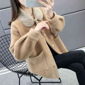Winter Women Long Casual Lapel Plush fashion Fleece Solid Jackets Fur Coats Ladies Streetwear Autumn Outwear Warm 210427