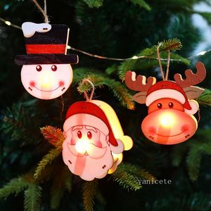 Decorações de Natal de madeira Luz pingentes Santa boneco de neve moose em forma de luzes quentes Casa de ano novo T2I52975