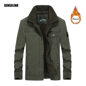 Męska Polar Ciepła Jesień Zima Moda Odzieżowa Kurtka Tactical Field Denim Bomber Pilot Armia Oversize Plus Rozmiar 6x 210811