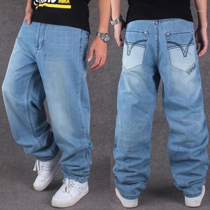 Partihandel-2021 Mode Märke Mäns Jeans Hiphop Hip-hop Kläder Tvättade Casual Loose Pants Plus Gödsel XL