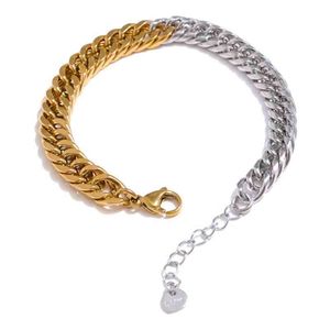 MICCI Wholale Custom New Trendy Stainls Steel 18k Gold Plated Two Tone Cuban Link Chain Bracelet