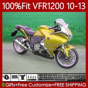 Bodys Injection For HONDA Crosstourer VFR1200F VFR 1200 RR CC 2010 2011 2012 2013 76No.102 VFR1200RR VFR-1200 Glossy Gold 10-13 VFR1200X VFR1200 F X 10 11 12 13 Fairing