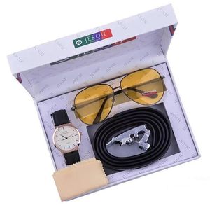 Männer individuelle kreative Geschenke Set Top Qualität Mode Business Uhr Ledergürtel Sonnenbrille Anzug Geschenk für Freund Vaters Armbanduhren