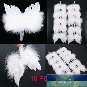 10Pcs White Feather Wing Home Party Wedding Ornaments Xmas Decor Lovely Chic Angel Christmas Tree Decoration Hanging Ornament Factory price expert design Quality