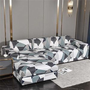 Stretch Elastic Sofa Covers for Living Room Geometric Couch Cover Pets Kids Dust-proof Corner Sectional Chaise Longue Slipcover 211116