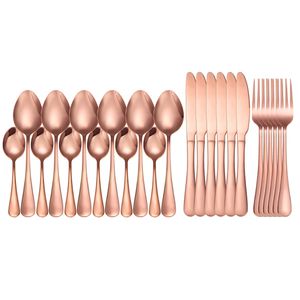 Tablewellware Aço Inoxidável Rosa Gold Cutlery Forquilhas Facas Spoons Jantar Conjunto de Talheres Forquilha Colher Faca Set 211112