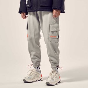 Höst Vinter Ly Mode Män Jeans StreetWear Loose Fit Big Pocket Casual Cargo Pants Veet Warm Hip Hop Joggers Byxor Byxor