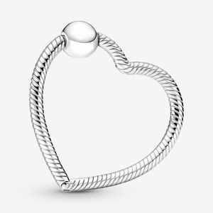 100% 925 Sterling Silver Moments Heart Charm Holder Portachiavi Fit Charms europei originali Ciondola Ciondolo Moda Donna Accessori per gioielli da sposa