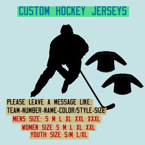 Personalizado American Ice Hockey Jersey Todas as 30 Equipes Personalizadas Qualquer Número Nome Costorada Jerseys Costuradas Homens Mulheres Juventude Crianças S-XXXL