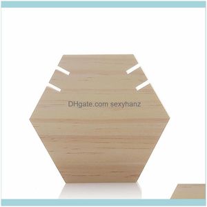 Packaging & Jewelrywood Necklace Display Stand Hexagon Board Jewelry Holder For Show Hanging Long Retail Easel Pouches, Bags Drop Delivery 2