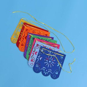 Papel Picado Banner Square Vilt levendige Multi Colored Flower Panels Tissue Paper voor Verjaardag Bruiloft Gift Wrap
