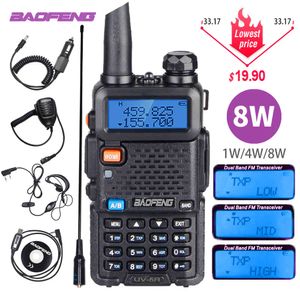 強力なBaofeng UV-5R 8WトランシーバーVHF UHFトランシーバーUV 5RアマチュアハムCBラジオ局8ワット10km狩猟トランスミッター