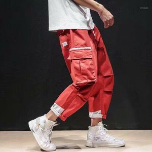 Men's Pants 2021 Pockets Cargo Harem Mens Casual Joggers Baggy Tactical Trousers Harajuku Streetwear Hip Hop Fashion Swag