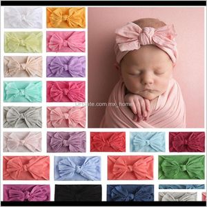 Tillbehör Baby Kids Maternity Drop Leverans 2021 Soft Nylon Strumpor Wide Hair Band Single Bow Childrens Headwear 23 Färger YWVS2