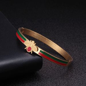 남성 여성을위한 스테인레스 스틸 참 팔찌 OL 쥬얼리 골드 도금 꿀벌 웨딩 파티 커프 Pulsera Bangle