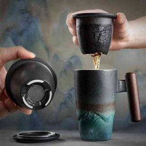 Creative Retro Caneca Cerâmica Grande Chá xícara de Café Handmade Cerâmica Canecas de Cerâmica e Canecas Grupo de Presentes Negócio Bol Traditionnel Chinais 210804