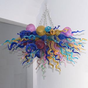 Art Decorative Lamp Hand Blown Glass Chandelier Designer Chain Pendant Lamps for Living Dining Room Lights AC 110-240V Multi Colored 28 by 20 Inches